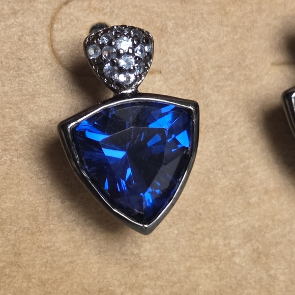 Elegant Blue Spinel Sterling Silver Earrings - Picture 2 of 2